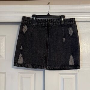 Storia Black Distressed Mini Skirt